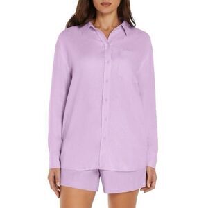 NWT Gap Linen Blend Button Down Shirt Lavender Purple- Size XXL